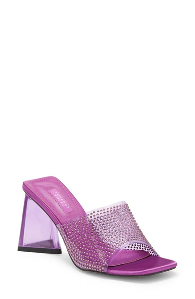 Topshop Wide Fit Royal Block Heel Mule In Purple-pink