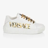VERSACE WHITE LEATHER BAROCCO TRAINERS