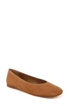 Vince Leah Leather Square-toe Ballerina Flats In Amber Nut
