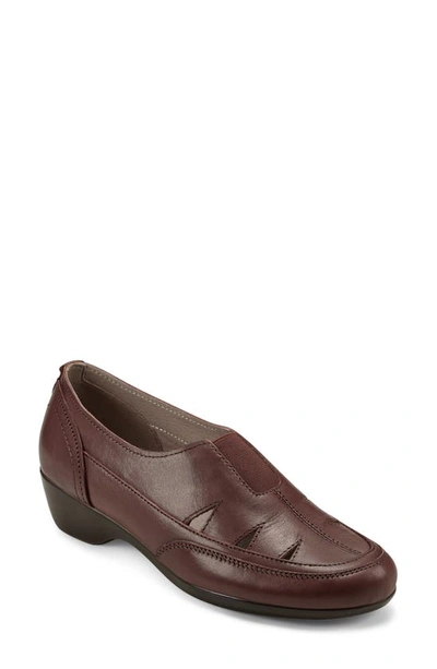 Easy Spirit Women's Daisie Cutout Slip-on Flats In Brown Leather
