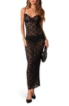 Edikted Xandra Sheer Lace Maxi Dress In Black