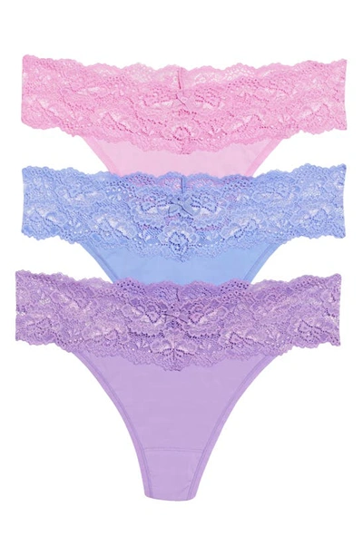 Skarlett Blue 3-pack Goddess Lace Thongs In Pr/ Per/ Pnk