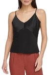 Dkny Mixed Media Camisole In Black