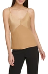 Dkny Mixed Media Camisole In Pecan