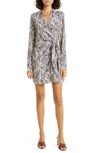 VERONICA BEARD LAVELLA FLORAL LONG SLEEVE STRETCH SILK DRESS