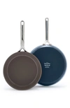 GREENPAN GP5 10-INCH & 12-INCH ANODIZED ALUMINUM CERAMIC NONSTICK FRYING PAN SET