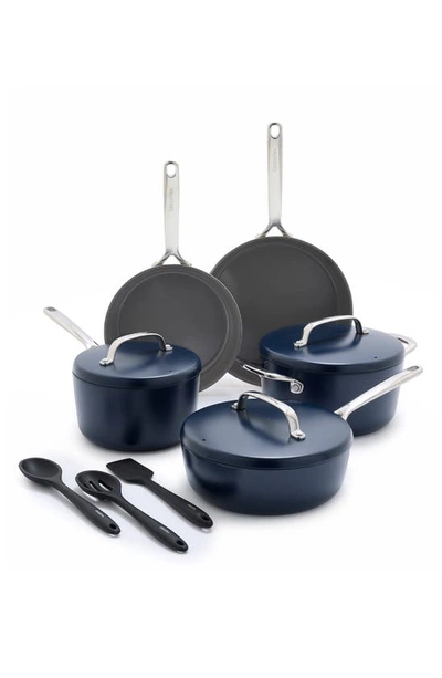 Greenpan Gp5 Infinite8 11-piece Anodized Aluminum Ceramic Nonstick Cookware Set In Oxford Blue