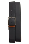 Zegna Reversible Signifier Deerskin Belt In Black