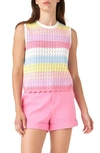 English Factory Stripe Sleeveless Knit Top In Pink Multi