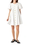 ENGLISH FACTORY EMBROIDERED COTTON EYELET BUTTON-UP BABYDOLL DRESS