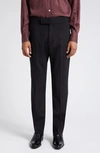 Tom Ford Atticus Wool Bistretch Plain Weave Trousers In Black