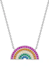 Lily Nily Kids' Rainbow Cubic Zirconia Pendant Necklace In Multi Silver