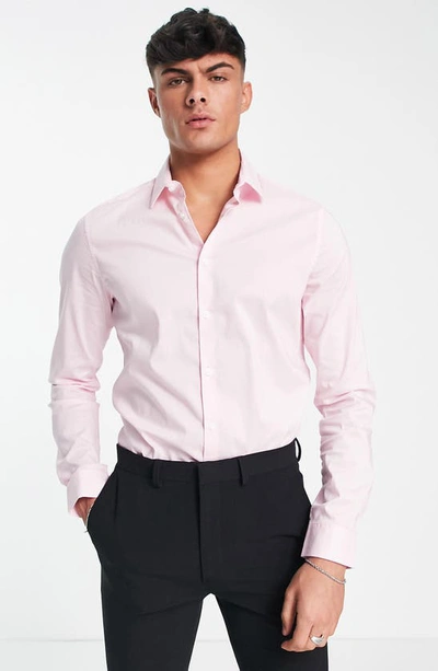 Asos Design Formal Easy Iron Poplin Regular Shirt In Pink
