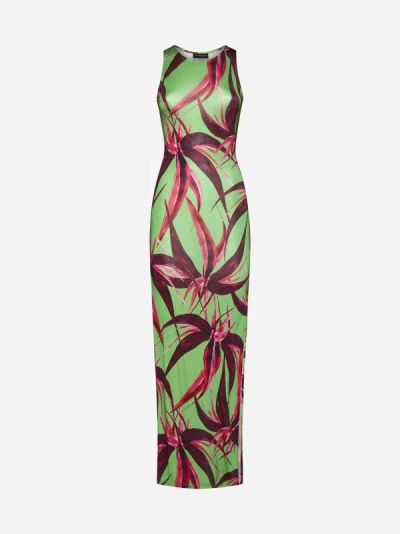 Louisa Ballou Printed Maxi Dress In Green,red