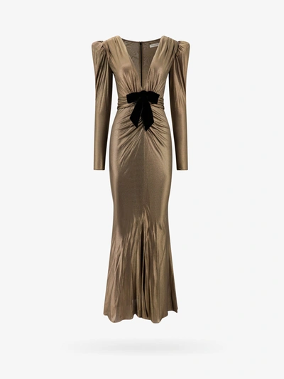 Alessandra Rich V-neck Maxi Dress In Gold