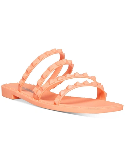 Steve Madden Skyler Womens Square Toe Slip On Flat Sandals In Pink
