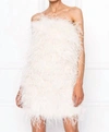 Lamarque Zaina Strapless Ostrich-feather Crop Top In Beige