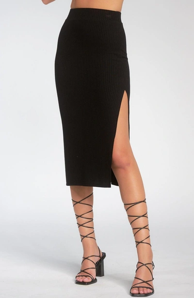 Elan Side Slit Skirt In Black