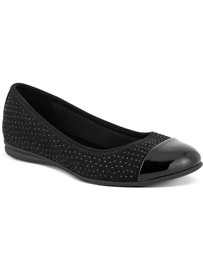 Karen Scott Ambree Womens Rhinestone Patent Toe Slip On Shoes In Black