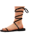 STEVE MADDEN Avielle Womens Embellished Leg Ties Strappy Sandals