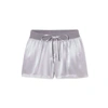 PJ HARLOW MIKEL SATIN BOXER SHORT WITH DRAW STRING IN DARK SILVER