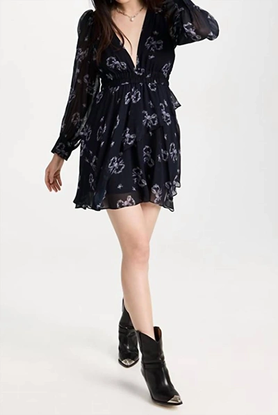 Loveshackfancy Zayden Floral Tiered-ruffle Mini Dress In Black