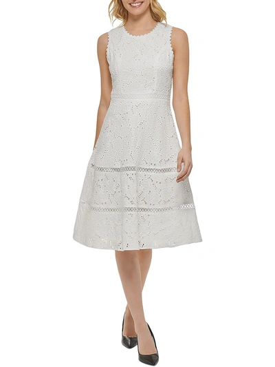 Karl Lagerfeld Women's Cotton Eyelet Lace A-line Dress In White