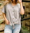 KORI PERFECT TYPE PINSTRIPE TOP IN GRAY