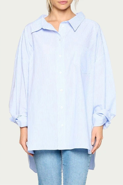 Fore Striped Boyfriend Cotton-poplin Shirt In Blue Stripe