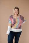 White Birch Whitney Wide V Tie Dye Pullover In Multi