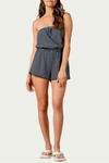 LUCCA ANISE STRAPLESS COTTON-TERRY ROMPER IN NAVY STRIPE