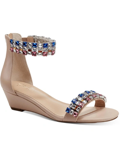 Thalia Sodi Teagan Womens Faux Leather Ankle Strap Wedge Sandals In Multi