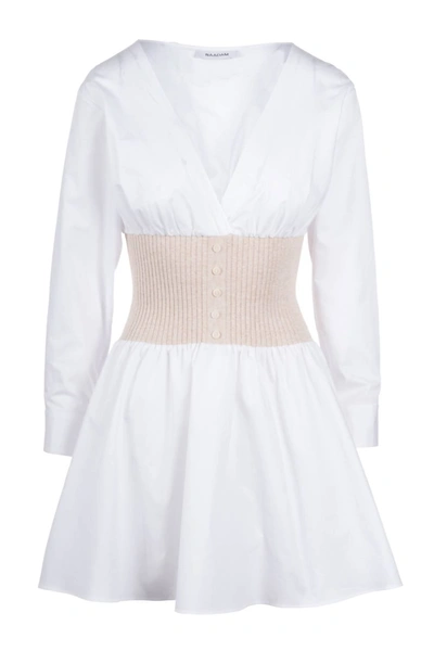 Naadam Cotton Cashmere Mixed Media Mini Dress Latte