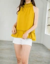 THML HIGH NECK RUFFLE TOP IN MUSTARD