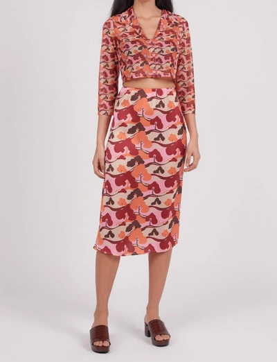 Another Girl Tree Print Satin Skirt In Multi