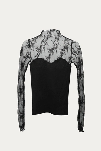 By Together Lace Cotton-jersey Bustier Top In Black
