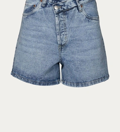 Rd Style Criss Cross High-waisted Denim Short In Blue