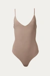By Together Ribbed Stretch-cotton Bodysuit In Mocha In Multi