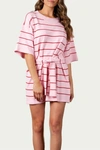 LUCCA CYBELLE BELTED KNIT MINI DRESS IN PINK STRIPE