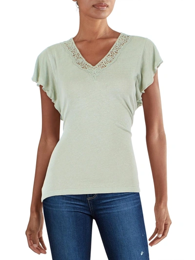 Lauren Ralph Lauren Womens Viscose Lace Trim T-shirt In Green