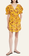 A.l.c Mia Printed Puff-sleeve Mini Dress In Yellow