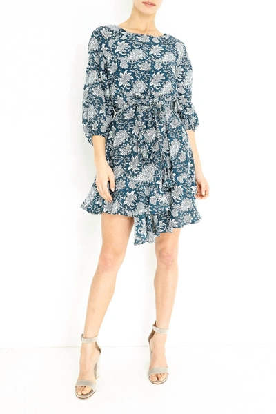 Apiece Apart Las Alturas Floral-print Cotton-poplin Mini Dress In Blue