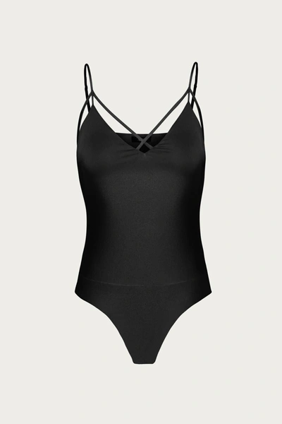 Afrm Liam Fitted Bodysuit In Noir In Black