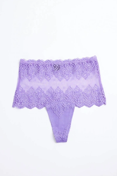 Only Hearts So Fine Lace High Cut Thong In Violet In Purple