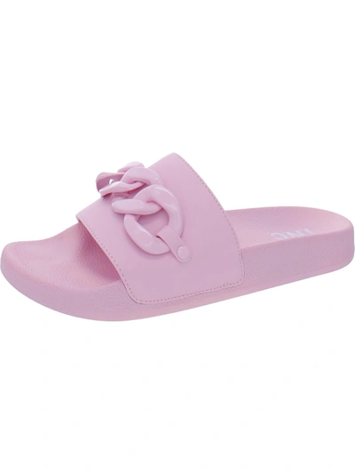 Inc Peymin Womens Slip On Flat Slides In Pink