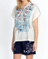 Johnny Was Klarah Print Blouse In White Multi