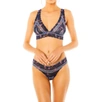 Cosabella Jolie Printed Tall Triangle Bralette In Stripe Floral / Nocturnal Blue In Multi