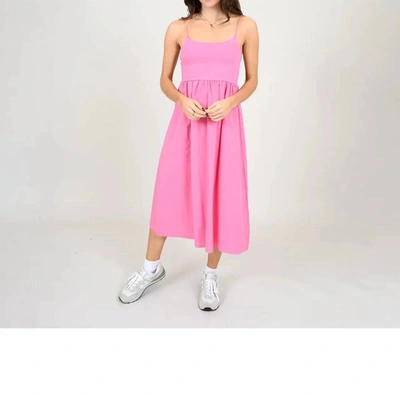 Rd Style Rikku Jersey Poplin Combo Dress In Bright Pink
