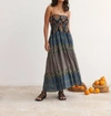 Boteh Rhea Shirred Printed-cotton Maxi Dress In Black