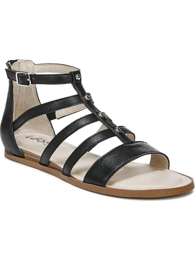Lifestride Rally Womens Faux Leather Ankle Strap Huarache Sandals In Black